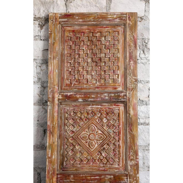 Mid-Century Modern Antique Carved Wood Door – Rustic Sliding or Hinged Door Panel 80x29 For Sale - Image 3 of 5