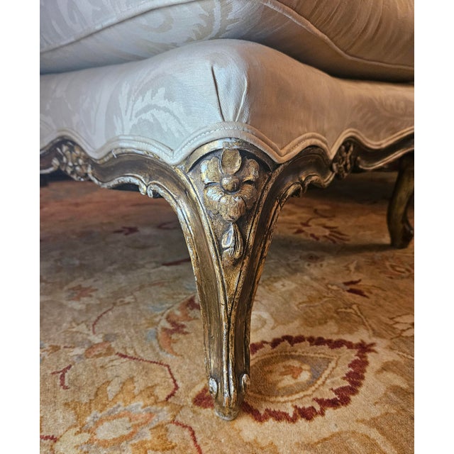 Late 19th Century Pair of French-Style Louis XV Bergere Chairs and an Ottoman For Sale - Image 10 of 18