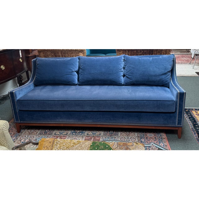 Nathan Anthony Bespoke Slope Arm Sofa, Navy For Sale In San Francisco - Image 6 of 14