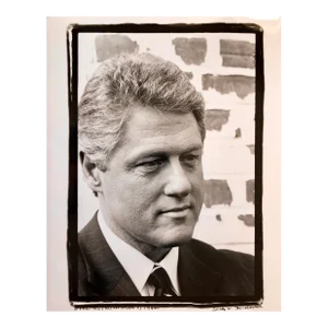 Fred McDarrah, Vintage Print Silver Gelatin Signed Photograph President Bill Clinton Portrait, 1992