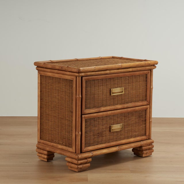 Pair of Vintage Faux Bamboo and Wicker Stands by American of Martinsville For Sale - Image 16 of 18