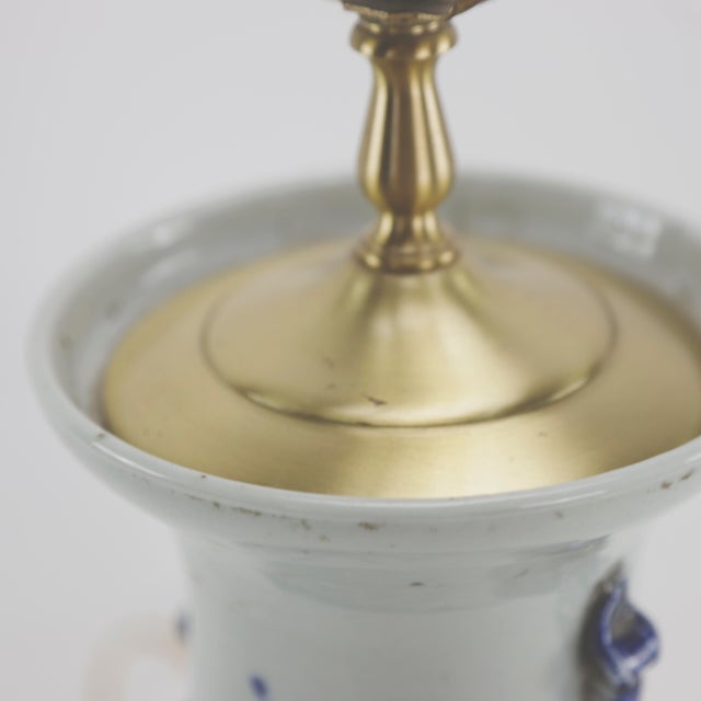 Blue Early 20th Century Chinese Blue and White Vase Table Lamp For Sale - Image 8 of 10
