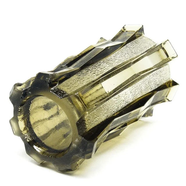 Art Deco Cubiste Vase from Belgian Glassworks Scailmont, Belgium, 1950s For Sale - Image 3 of 13