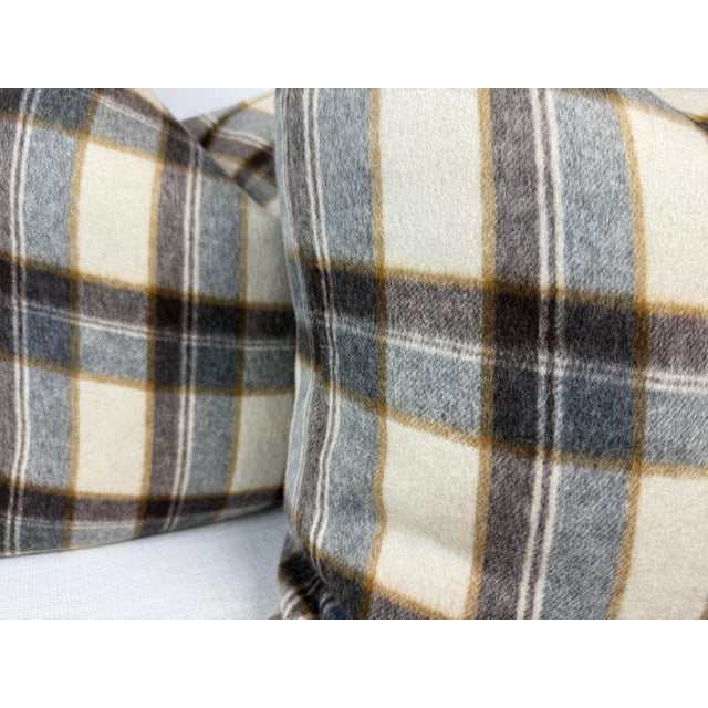 Custom pair of 22" pillows covered in "Mapleton Plaid"in color antelope wool/alpaca blend fabric. These pillows are self...