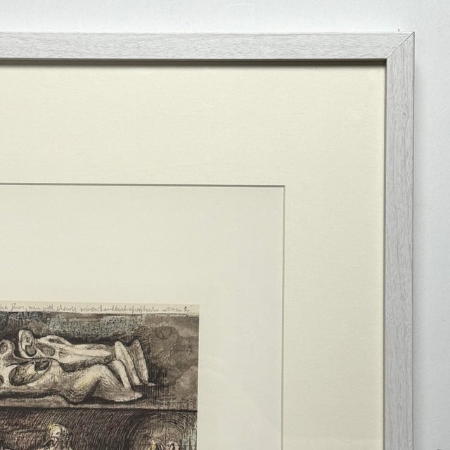 Mid-Century Modern Henry Moore (1898–1986) - Untitled Modernist Collotype From the Shelter Drawings Series (1967, Framed) For Sale - Image 3 of 5