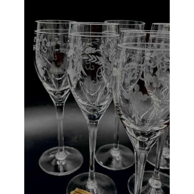 Glass Antique 19th Century Lead Crystal Hand-Cut Sherry Goblets, England, Set of 6 For Sale - Image 7 of 16