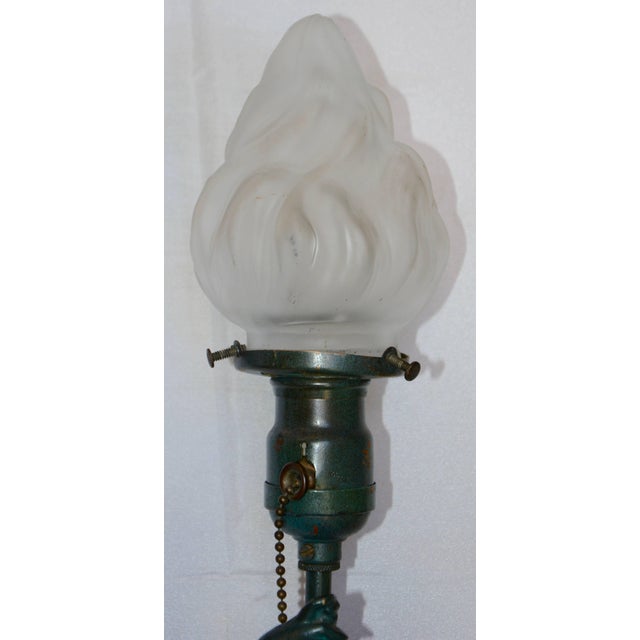Art Deco Running Mercury Man Lamp With Flame Shade For Sale - Image 9 of 13