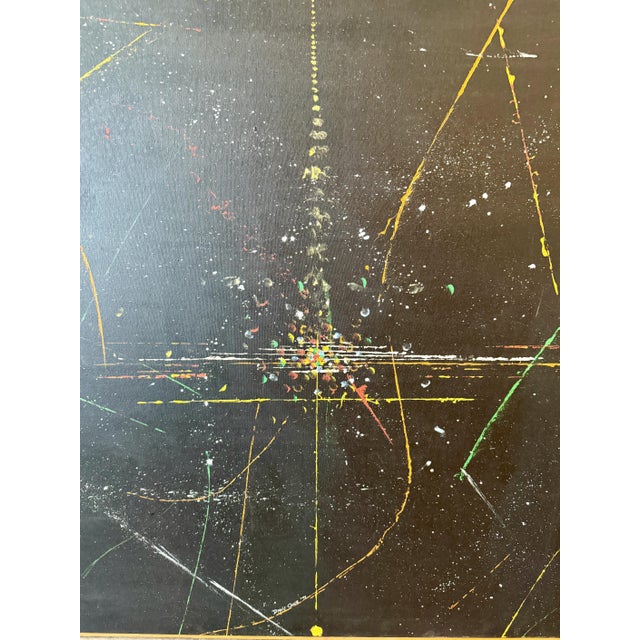70s Davis Cone Large Space Age Original Painting Signed Framed Canvas Abstract Expressionism For Sale - Image 4 of 15