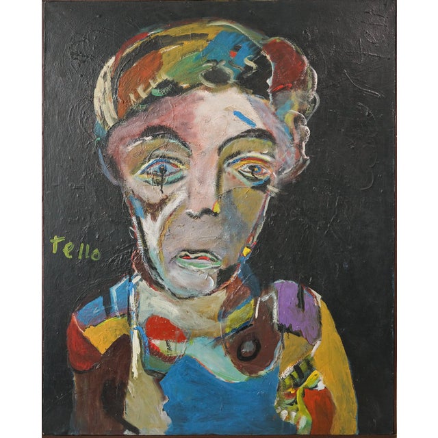 Tello, Expressionist Portrait, Late 20th Century, Oil on Board, Framed For Sale - Image 10 of 10