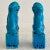 Fabulous pair of small Asian ceramic turquoise foo dogs with both male and female figures. The carving details are...