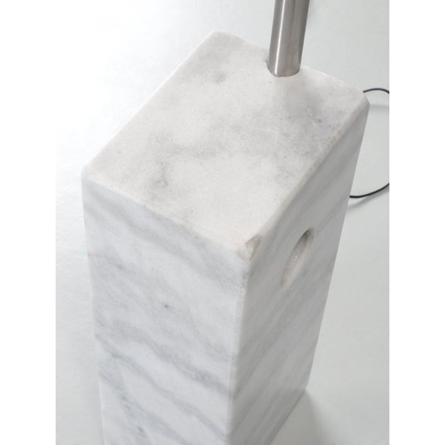Mid-Century Modern Arch Floor Lamp Style of Castiglioni’s Arco Stainless & Marble For Sale - Image 3 of 12