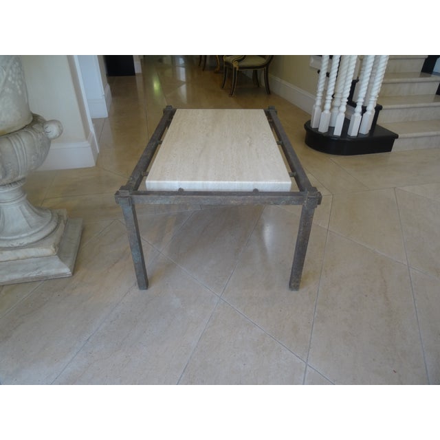 Formations Formations for Dennis and Leen Iron & Travertine Coffee Table For Sale - Image 4 of 6
