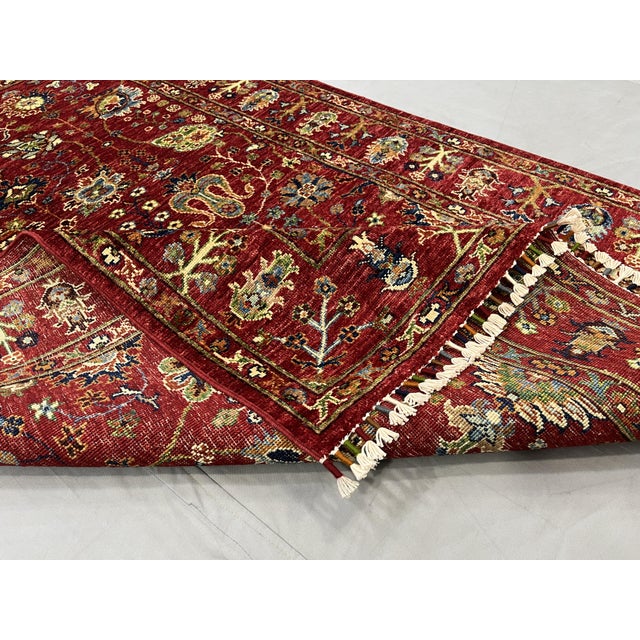 Red Sultani Persian Floral Rug, 4'2" X 6'1" For Sale - Image 11 of 12