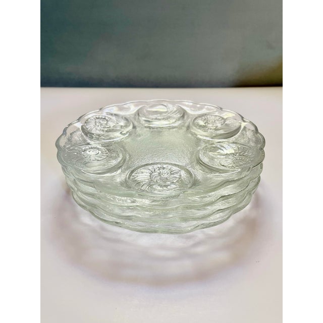 Glass Vintage Spiral Shell Plates- Set of 4 For Sale - Image 7 of 8
