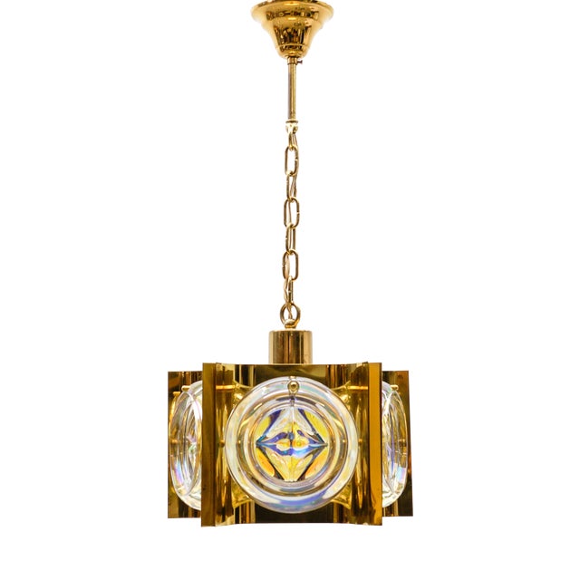 Iridescent Glass Ceiling Lamp, Germany, 1960s For Sale