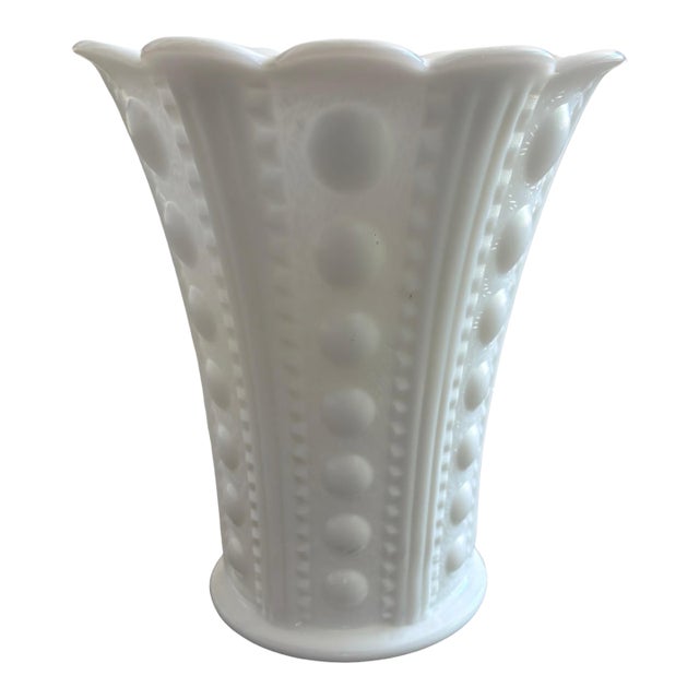 McGee Zipper and Button Milk Glass Vase For Sale
