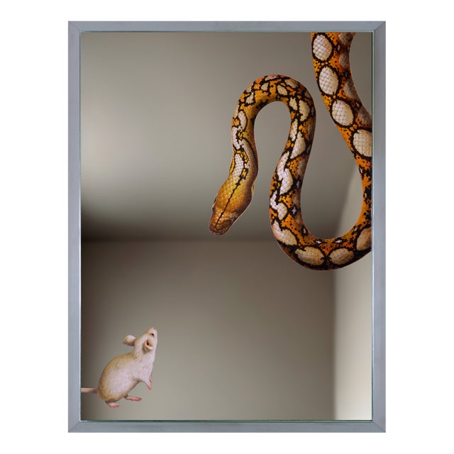 Giuseppe Caiafa, Duello Silente, Figurative Painting, Oil on Mirror, 2024 For Sale