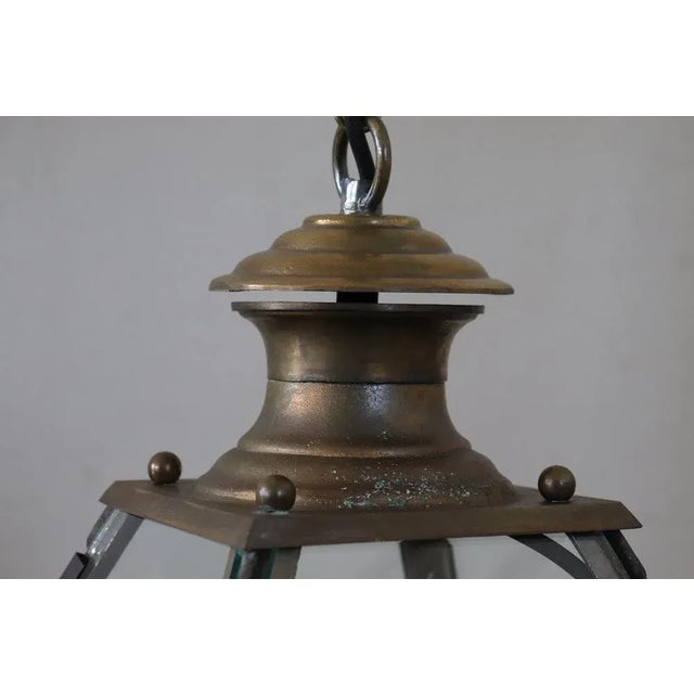 Vintage Brass and Glass Lantern, 1980s For Sale - Image 3 of 14