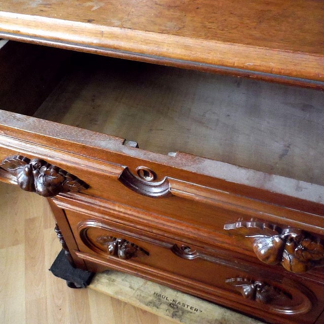 1871 Antique Walnut Carved Pear Pull Handle Nightstand Chairish