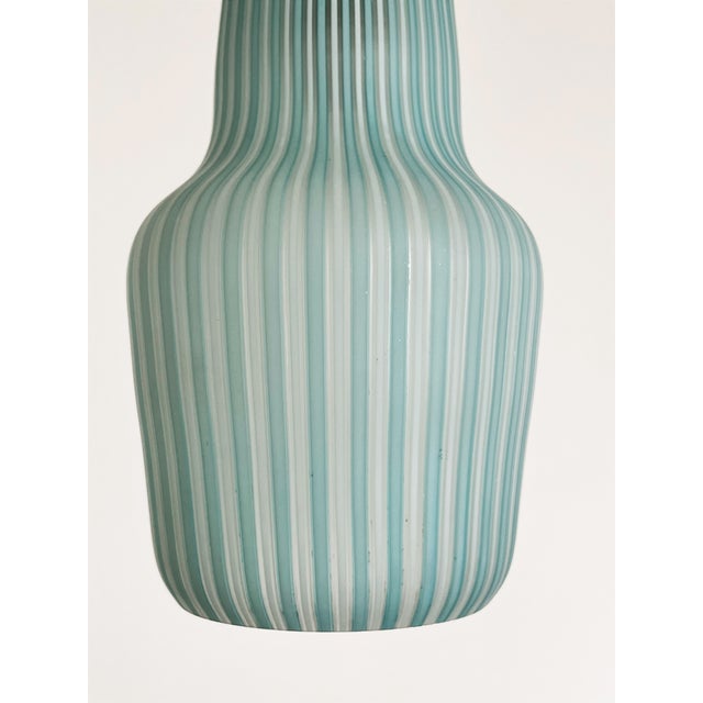 1950s Italian Pendant Lamp in Striped Glass and Brass from Venini, 1960s For Sale - Image 5 of 18