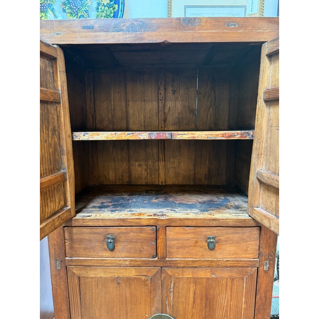 Chinese Elm Two-Tier Cabinet, Vintage For Sale - Image 13 of 14