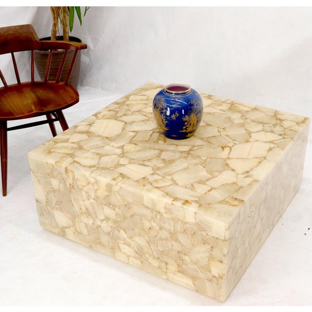 Harvey Probber Late 20th Century Onyx and Resin Square Cube Shape Mid-Century Modern Coffee Table on Wheels MINT! For Sale - Image 4 of 8