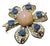MCM Jewelry “Dragon's Breath" Foilded Back Glass Fire Opal Brooch With Blue Sapphire Crystals in Style of European Makers of West Germany For Sale