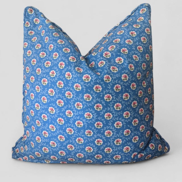 A 1980s Ethan Allen French Country Pillow that is in the Style of Pierre Deux 17" x 17" Hidden Zipper Piping all around