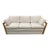 Crespi Style Rattan Sofa With Quadrille Upholstery For Sale