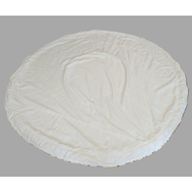 Late 20th Century Round Table With Designer Chinoiserie Silk Embroidered Tablecloth Set With Custom Glass Top For Sale - Image 5 of 7