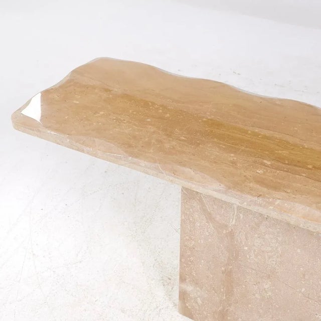 Stone Onda Mid Century Beveled Marble Console Table For Sale - Image 7 of 9