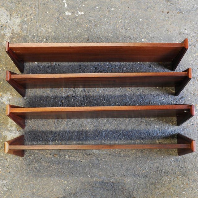 Mid-Century Modern Floating Wall Shelves, Danish, 1960s, Set of 4 For Sale - Image 5 of 14