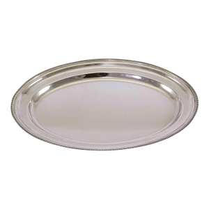 1970’s Vintage/New Silver-Plate Oval Platter With Bead Pattern, Applied Border