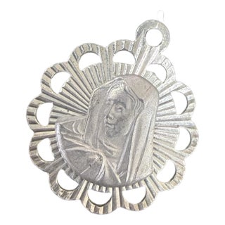 1960s Sterling Silver 925 Virgin Mary Pendant Small Made in Italy For Sale