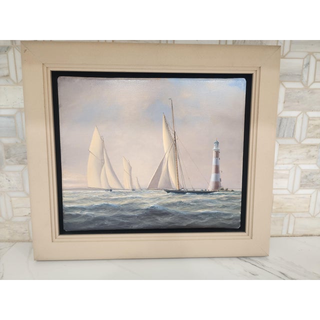 1990s 1990s Original Tim Thompson Maritime Painting Plymouth Hoe, Meadows Tower For Sale - Image 5 of 10
