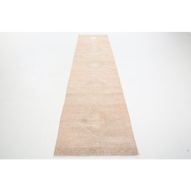Turkish Runner Rug in Faded Beige and Brown For Sale - Image 3 of 18