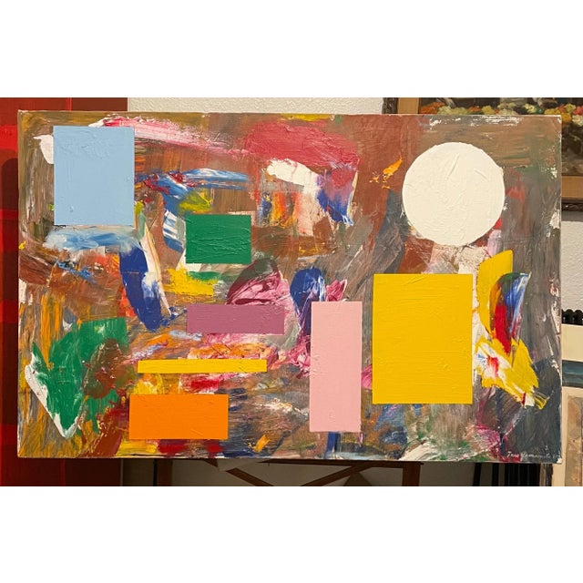 Taro Yamamoto, Large New York School Abstract Expressionist Colorful Mixed Media Painting, 1990 For Sale In Miami - Image 6 of 13