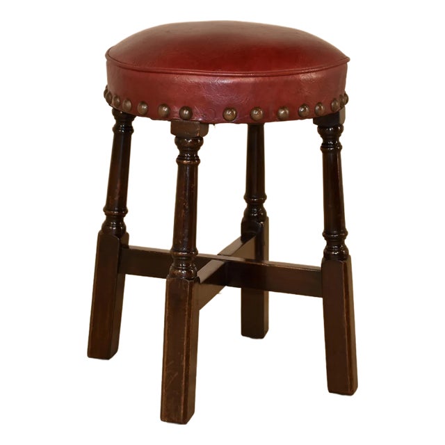 Oak Pub Stool, Circa 1920 For Sale