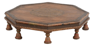 Vintage Indian Teakwood Octagonal Bajot Table