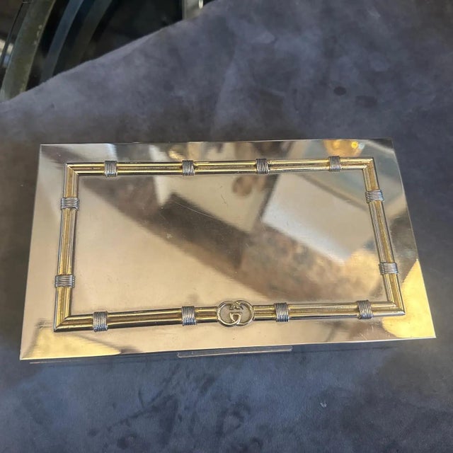 Gucci 1980s Modern Silver Plated and Brass Luxury Box by Gucci For Sale - Image 4 of 17