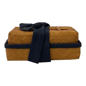 Asian Handmade Rustic Brown Rattan Rectangular Accent Storage Box