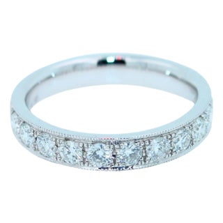 1 CTS Diamond Pave Eternity Engagement Wedding Anniversary Band White Gold Ring, Size 7 For Sale