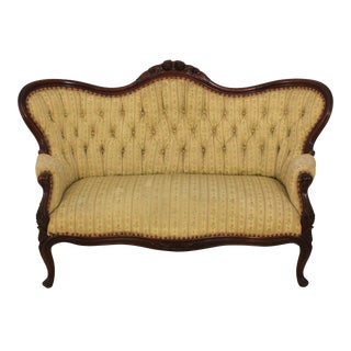 Victorian Antique Rose Carved Mahogany Sofa For Sale