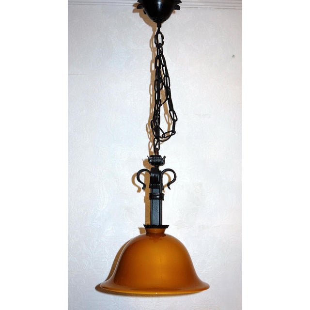 Black Antique Wrought Iron Glass Lamp from Koch U. Söhne, 1930s For Sale - Image 8 of 12