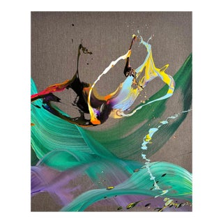 Contemporary Abstract Acrylic on Raw Canvas Painting "A Different Sunset" by Nikolaos Schizas For Sale