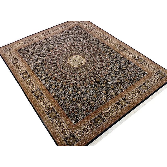 This Tabriz Gombad pattern rug is made of New Zealand wool and silk on cotton. Very fine and dense link with approx....