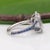 3.65ct Lab Grown Diamond Estate Ring With Blue Sapphire Accents: Platinum, Size 4.5 For Sale - Image 9 of 10