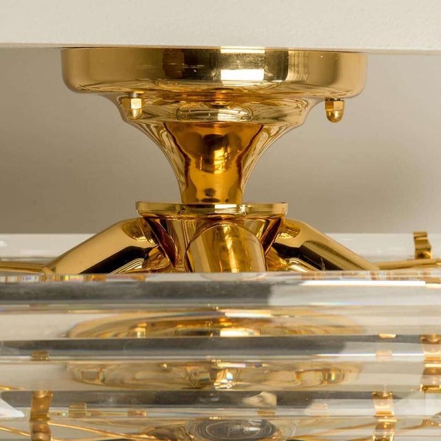 Venini Clear and Gold Glass Pyramid Flush Mount in the style of Venini, 1970s For Sale - Image 4 of 18