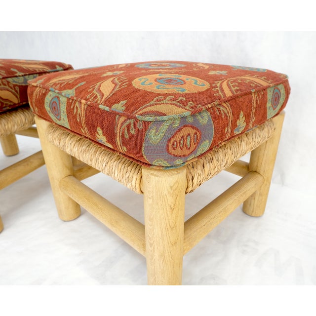 Textile Pair of Heavy Thick Solid Chestnut Legs Rope Seats Benches Stools Mint! For Sale - Image 7 of 12