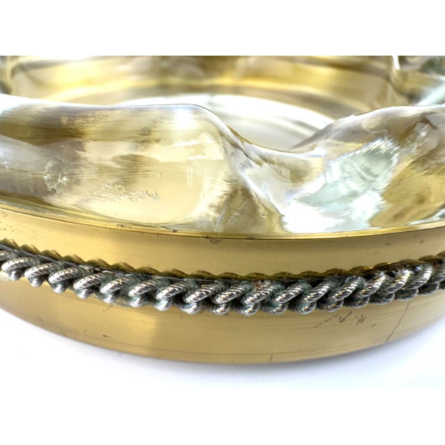 1960s Mid-Century Italian Glass and Brass Ashtray With Twisted Rope Detail For Sale In Little Rock - Image 6 of 17